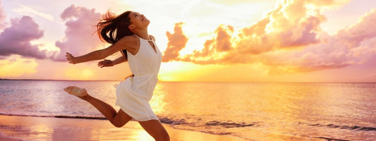 Woman running on the beach