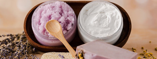 lavender sugar scrub and lavender body butter